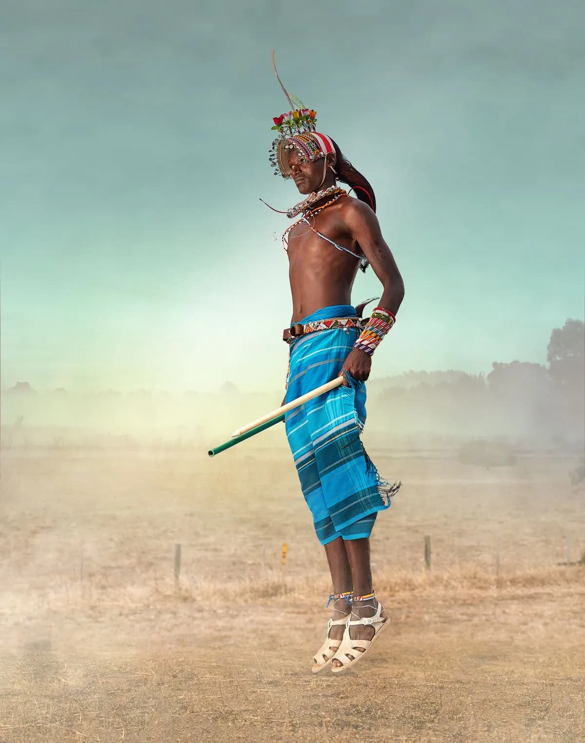 A young Maasai man in a traditional shuka